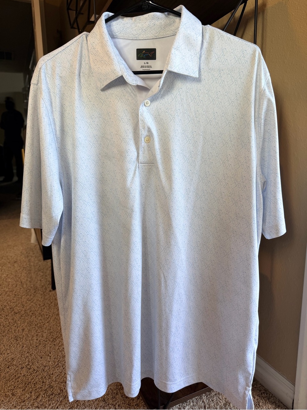 Men’s White & Light Blue Polo Shirt - Greg Norman Collection